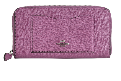 Coach Accordion Zip Wallet, £85, Accessories, Purple, Leather, Front view